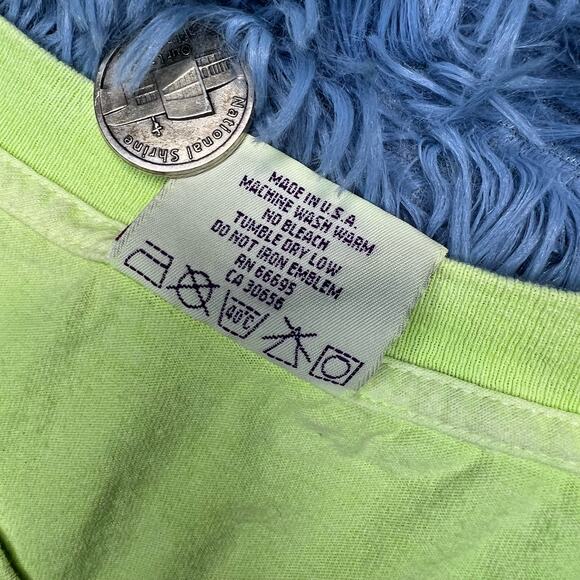 VINTAGE Lake Winnipesaukee Flower Green Blue T Shirt One Size Retro 90s - Picture 9 of 9